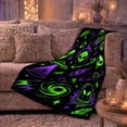 thumbnail image 6 of Neon Green Alien Heads Flying Saucers Sci-Fi Space, Playful Fantasy Scene, Warm Flannel Blanket for Office and Dorm, Celestial Art Lovers Housewarming Gift, Fantasy Home Decor, 6 of 9