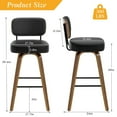 thumbnail image 5 of Foreate Swivel PU Bar Stools, Set of 4, 29" Bar Height Upholstered Leather with Mid-Back Wood Legs, Modern Chair Island Counter Stool for Kitchen, Black, 5 of 11