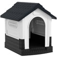 thumbnail image 1 of PawHut Outdoor Dog House with Windows for Miniature Dogs, Dark Grey, 1 of 10