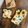 thumbnail image 5 of Sunflower Pattern Kitchen Oven Mitt and Pot Holder Sets 2 Pcs for Baking, Cooking and Grilling, Heat Resistant Up To 392 °F, 5 of 7