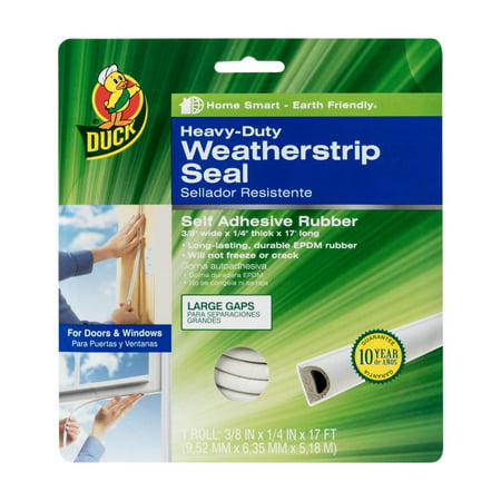 Duck Brand Heavy-Duty Weatherstrip Seal for Large Gaps, .38 in. x .25 in. x 17