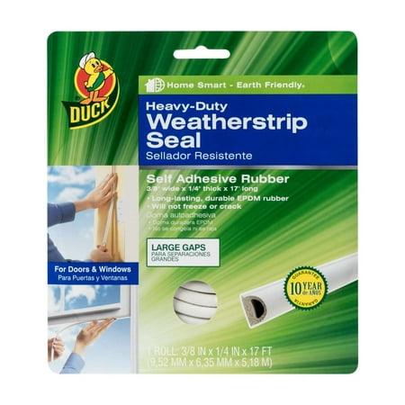 Duck Brand Heavy-Duty Weatherstrip Seal for Large Gaps, .38 in. x .25 in. x 17