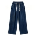 thumbnail image 4 of GUACER Drawstring Wide Leg Jeans for Women Casual High Waisted Stretch Loose Comfy Denim Pants with Pockets, 4 of 6