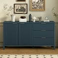 thumbnail image 2 of Semiocthome Sideboard with Doors and 3 Drawers, Buffet Cabinet with Storage, Kitchen, Blue, 2 of 7