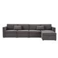thumbnail image 4 of Convertible Sectional Sofa, 5 Seat L-Shaped Couch with Storage Ottoman and Pillows, Sectional Sofa Couches for Living Room, Apartment, Office, Dark Gray, 4 of 6