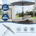 thumbnail image 3 of 9Ft Patio Umbrella - 8 Sturdy Ribs Outdoor Table Umbrella with Crank LiFt & Push Button Tilt - Market Umbrella for Pool, Deck, Yard, Garden - Black & White Stripe, 3 of 7
