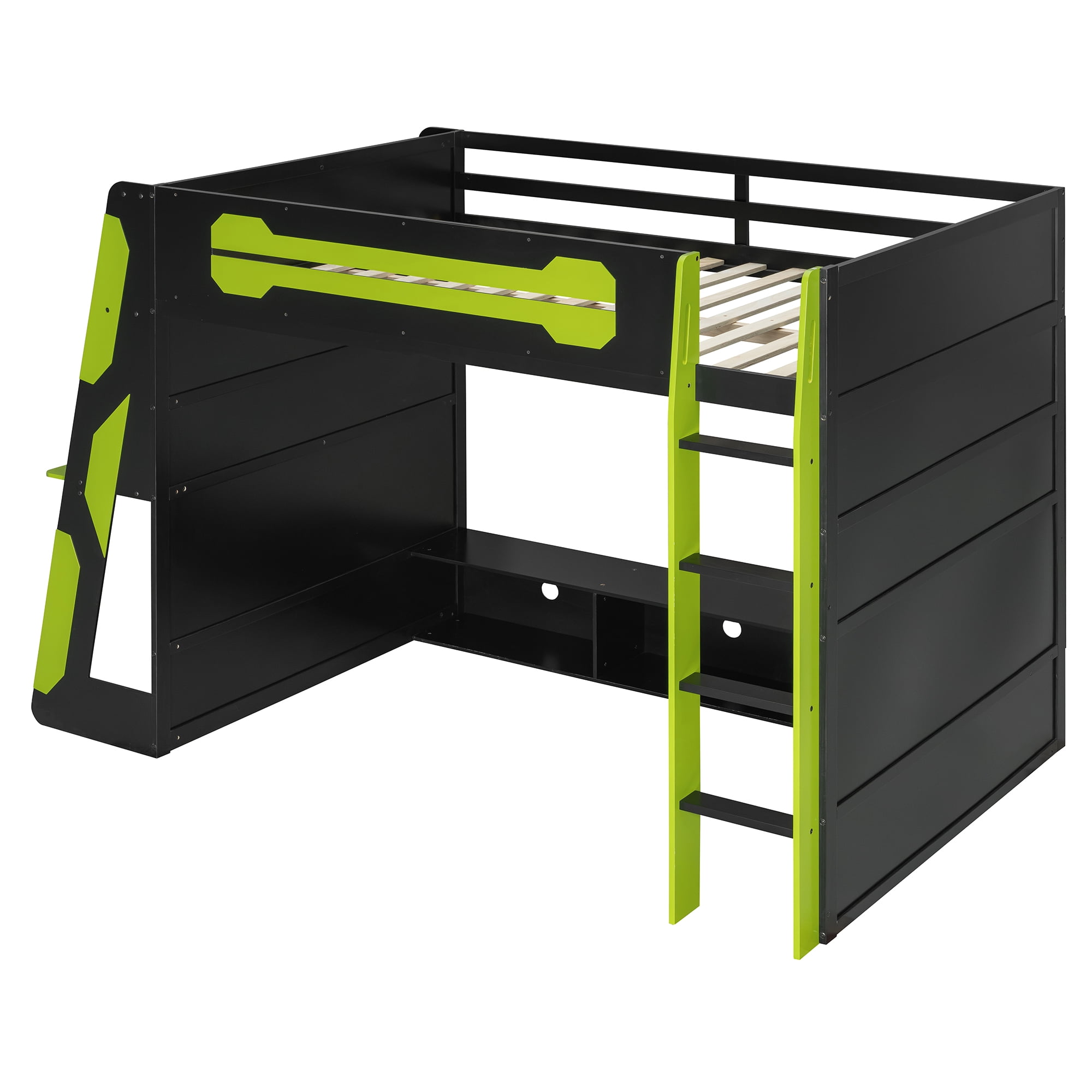 Lit mezzanine en bois Noble House avec bureau, vert