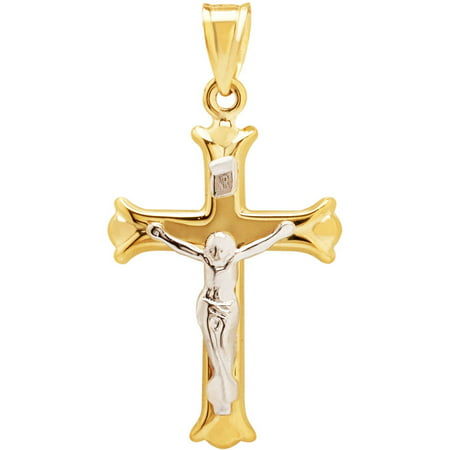 Simply Gold Crucifix Cross 10kt Yellow Gold With Rhodium Pendant