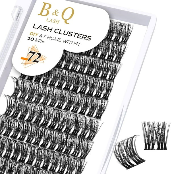 Lash Clusters B02 D Curl 0.630 in Extensiones de pestañas DIY 72 grupos de pestañas B&Q LASH Mega Volumen Pestañas individuales Extensiones de grupos de pestañas Wispy Individual Lashes Cluster DIY en