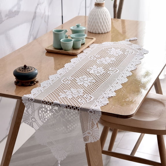 Beige Lace Table Runner – 13 x 45 Inch Vintage Doily Scarf for Wedding, Party, Dining & Banquet Décor, Elegant Home Accent
