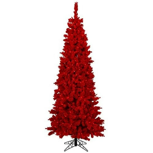 Vickerman 4.5' Floqué Sapin Rouge Artificiel Arbre de Noël avec 150 Lumières Rouges