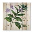 thumbnail image 3 of Designart 'Purple Sesame Flowers WIth Green Leaves On White' Traditional Print on Natural Pine Wood, 3 of 5