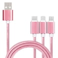 thumbnail image 1 of Methold Cable de carga USB 3 en 1, Cable de datos tipo C tejido de nailon, Cable de carga para Cargadores de dispositivos electrónicos específicos rosa dorada, 1 of 6