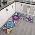 thumbnail image 2 of Multicolor Ethnic Geometric Patchwork Pattern Kitchen Rugs Sets Of 2,Anti Fatigue Kitchen Mat Rugs Non Slip Washable,Decorative Kitchen Floor Mats for Kitchen,Sink,Laundry,17"x30"+17"x47", 2 of 7
