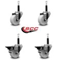 thumbnail image 2 of 3 Inch Nylon Wheel Swivel 3/4 Inch Expanding Stem Caster Set 2 Brakes SCC, 2 of 2