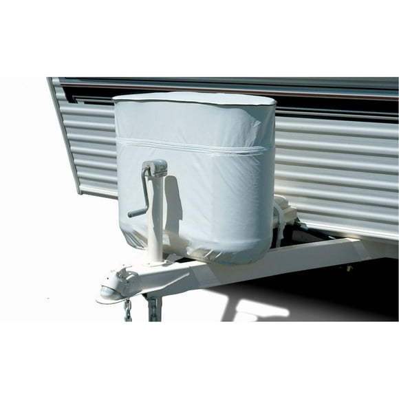 Adco Propane Tank Cover 2114 Weatherproof; Polar White; Vinyl; With Access To Valve Through Zipper; With Hollow Bead Welt Cord And Elastic Shock Cord