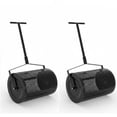 thumbnail image 2 of EuKer 24" Compost Spreader, Metal Mesh Lawn Spreader with Adjustable Push Pole for Topsoil, Fertilizer, Mulch, Set of 2, Black, 2 of 7