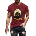 thumbnail image 2 of Pisexur Chemises pour Hommes Chandail pour Hommes Blouse/t-Shirt d'Halloween Imprimé à Col Rond à Manches Courtes Rouge,2TG, 2 of 5