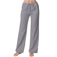 thumbnail image 2 of Azrian Womens Fall Fashion Pants Clearance,Women's Summer Casual Cotton Linen Color Pocket Trousers Gray Size M on Sale, 2 of 6
