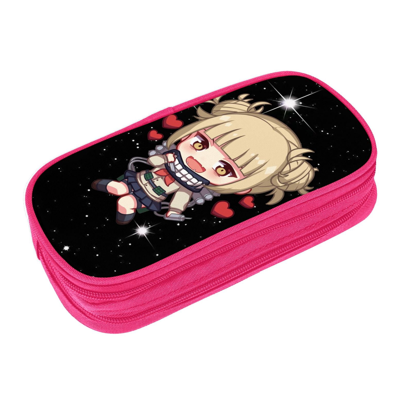 My Hero Academia Himiko Toga Pencil Case Large Capacity Pencil Pouch Pen Bag Office Stationery Organizer Travel Makeup Bag Pink