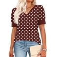 thumbnail image 5 of Qtocio Womens Casual Tops,Solid Color Button Detail V Neck Short Sleeve Shirt Summer Layering Tee Top, 5 of 5