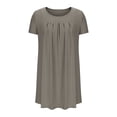 thumbnail image 6 of OSFVNOXV Midi Nightgown Dress for Women Summer Casual Ruched Front Ultra Soft Breathable Short Sleeve Flowy Knee Length Sleep Shirt Dress with Pockets, 6 of 7