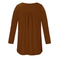 thumbnail image 3 of FAIWAD Womens Long Sleeve Tunic Tops Slim Round Neck Buttons Basic Pleated Patchwork Pullover Top, 3 of 4