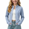 thumbnail image 2 of Aofany Girls' Fall Winter Solid Jackets Long Sleeve Athletic Jacket Stand Collar Zip Yoga Coats 3-15Years, 2 of 6