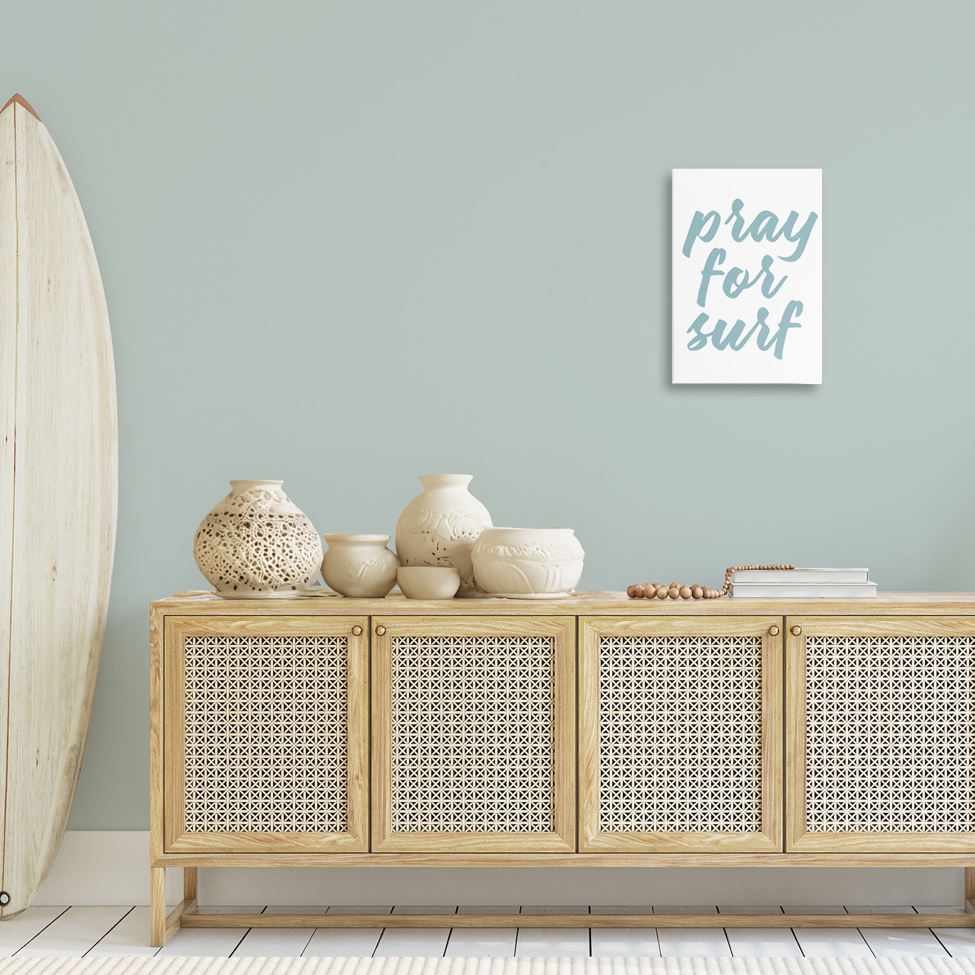 Stupell Industries Pray For Surf Typography Painting Gallery Wrapped Canvas Art Print Wall Art, 16 x 24