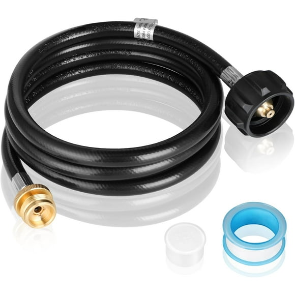 6FT Propane Hose Adapter, Propane Tank Adapter Hose Connect 1lb to 20lb Gas Tank, Propane Adapter with Metal Connector for Portable Grill, Buddy Heater, Griddle, Camping Stove