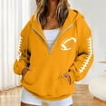 thumbnail image 2 of FUZHIQ Women's Half Zip Football Graphic Hoodid Sweatshirt, Long Sleeve Casual Pullover with Pocket, Fall Game Day Top for Football Fans, 2 of 5