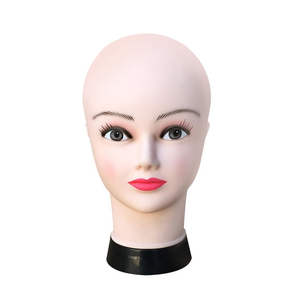Gazechimp Bald Female Mannequin Head Display Model with Eyelashes and Lips Hat Display Dark Pink