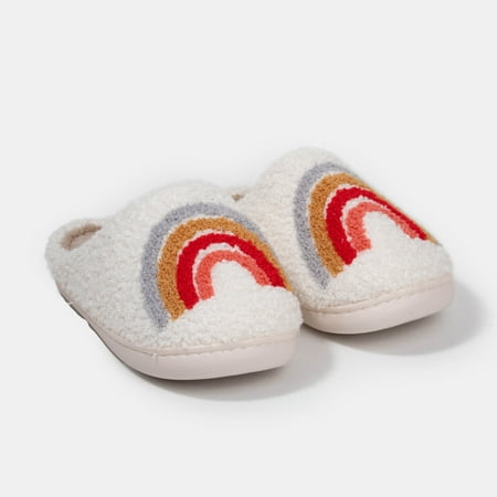 

NAYUKA Cartoon Print Flat Slippers Slip On Round Toe Non-slip Fluffy Warm Home Slippers Plush Cozy Indoor Shoes
