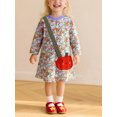 thumbnail image 4 of HWJAD Long Sleeve Dress for Toddler Girls 2-7Y Spring Fall Cotton Kids 3D Pumpkin Crossbody Bag Applique Dresses, 4 of 9
