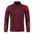thumbnail image 4 of Havenx Mens Quarter Zip Sweatshirt Long Sleeve Knitted Pullover 1/4 Zipper Mock Neck Pullover Sweatshirt Stand Collar Outdoor Athletic Slim Fit Casual Workout Knitwear,Wine 2XL, 4 of 5