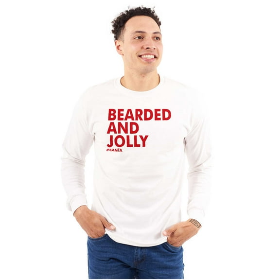 Xmas Bearded and Jolly Hashtag Santa Men's Long Sleeve Tee T Shirt Brisco Brands S