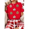 thumbnail image 3 of Women's Red Sequin Striped Graphic Tee – Casual Christmas Day Style with Short Sleeves | 3XL, 3 of 5