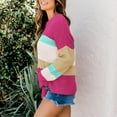 thumbnail image 5 of 2025 Clearance! Womens Clearance asdoklhq Womens Plus Size Clearance,Stripes Patchrk Long Sleeves Casual Sweater Blouse Tops, 5 of 9