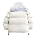 thumbnail image 5 of TIANZEN Men's Color Contrast Patchwork Standing Collar Padded Jacket Men's Winter Thick Warm Couple Loose Padded Jacket Jacket Trim Long Jacket Men, 5 of 5