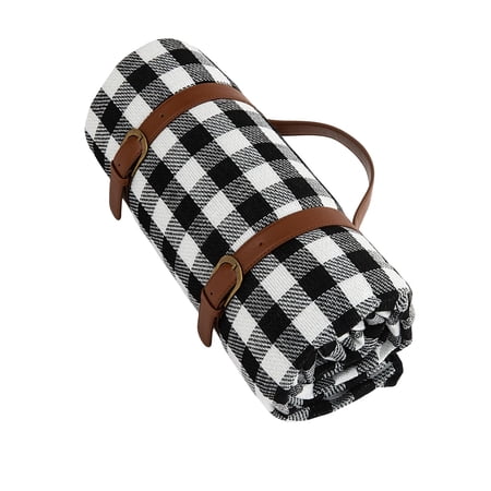 Waterproof Picnic Blanket Fittings Lightweight Portable Gift Beach Mat for Party Outdoor with Faux Leather Carrier Holder A 200cmx200cm