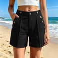 thumbnail image 6 of Omexry Maternity Shorts for Women Women's Summer Solid Color Casual Shorts with Pockets and Multiple Buttons Black S, 6 of 6
