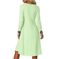 thumbnail image 6 of GUACER Women's Striped Midi Dresses Side Slit Knit Long Sleeve Round Neck Loose Casual Dresses for Vacation Lounge Gift, 6 of 7