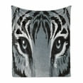thumbnail image 1 of Eye Soft Flannel Fleece Throw Blanket, Tiger Sharp Eyes Monochrome Wildlife Animal Illustration Felidae Carnivore, Cozy Plush for Indoor and Outdoor Use, 50" x 70", Grey Black White, by Ambesonne, 1 of 6
