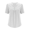 thumbnail image 7 of fatyb Women's Button V Neck Tunic Tops Short Sleeve Pleated T Shirts Loose Summer Casual Blouses, 7 of 7