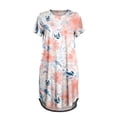 thumbnail image 4 of QASIEATN Women's Short Sleeve Printed Dress Casual Crewneck Summer Midi Dress for Vacation Loose Fit Everyday Wear Womens Nightgowns, 4 of 4