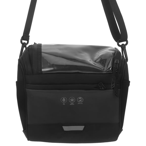 PAMINGONO Bike Handlebar Phone Holder Bag 1Set Black Pu Leather with Multi-functional Use for Cyclists