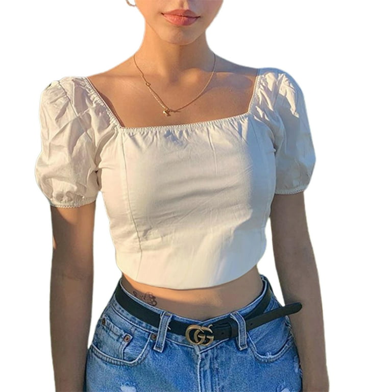 White puff best sale sleeve t shirt