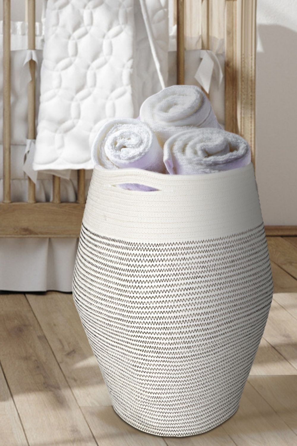 Woven Baby Hamper Boho Nursery Hamper Large White Rope Basket