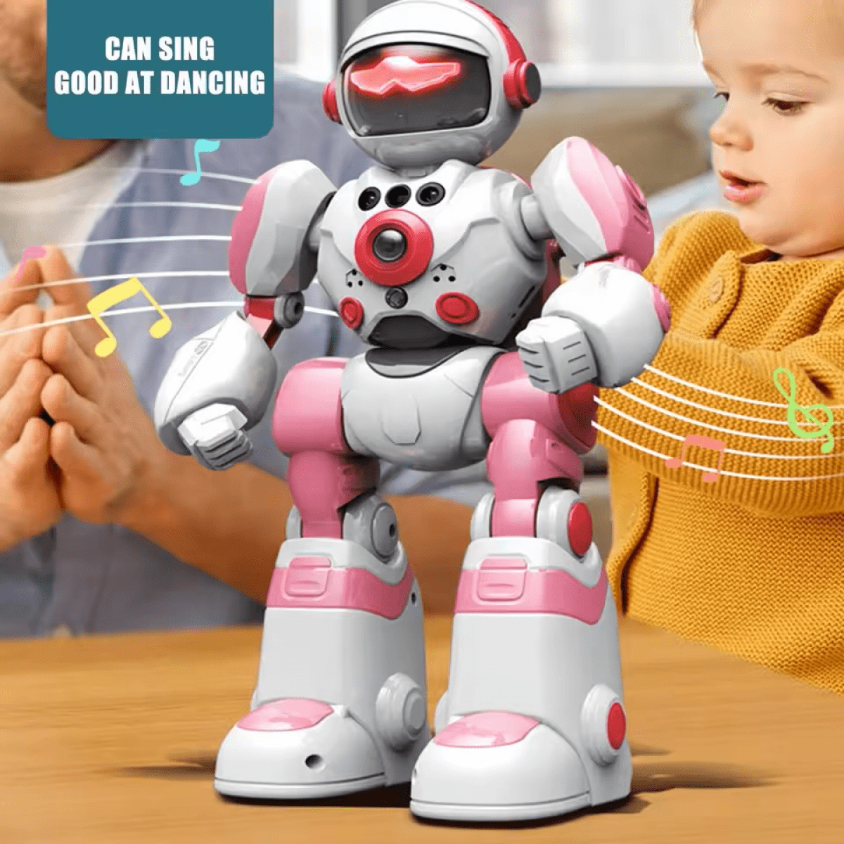 RC Robot Toys for Kids with Gesture Sensing Programmable & Intelligent Voice for Age 3+ Gifts(Red)