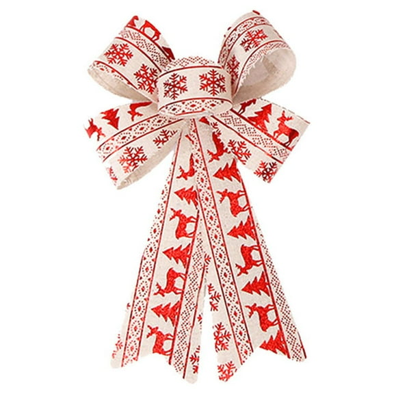 Matoen Large Christmas Bow - Christmas Valentine's Day Pink Linen Wreath Bow Christmas Tree Topper Ornament Bow for Christmas Home Wreath Tree Decoration